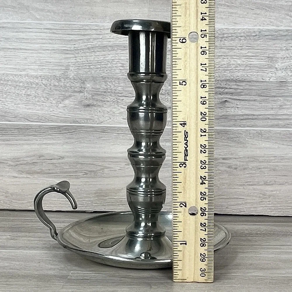 Vintage Woodbury Pewterers Candle Holder Candlestick Finger Loop Henry Ford USA